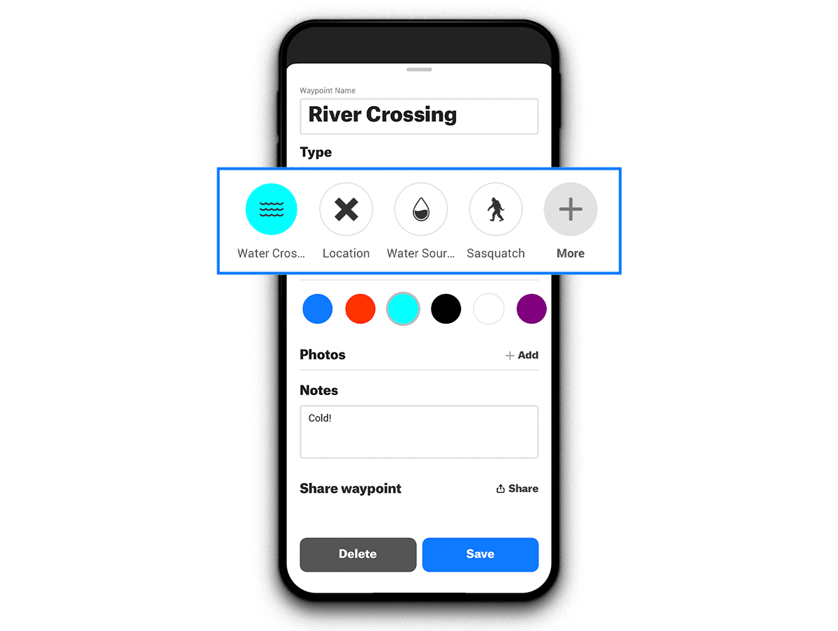 onX Backcountry Blog Waypoints 101 Colors and Icons