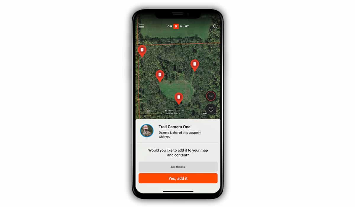 Sharing Waypoints for trail cameras with the onX Hunt App.