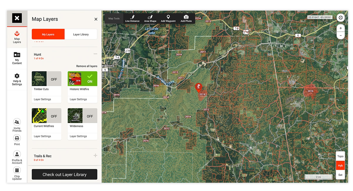 onX Hunt Web Map screenshot showing how to prepare for morel mushroom hunting.