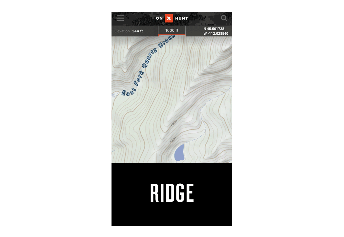Topo map ridge