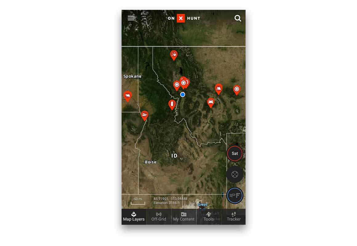 Hunt App with scattered waypoints
