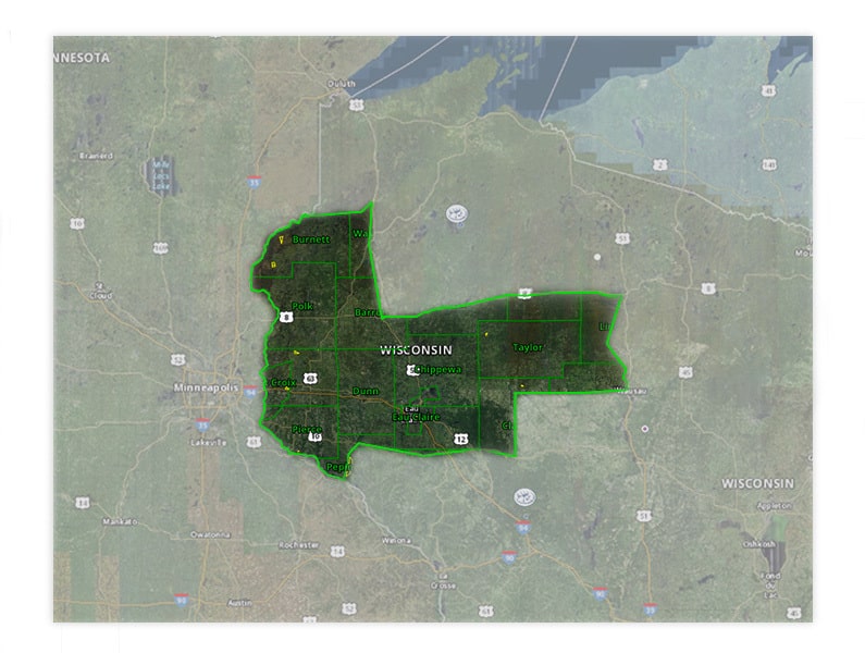 Map of Wisconsin turkey hunt zone 4