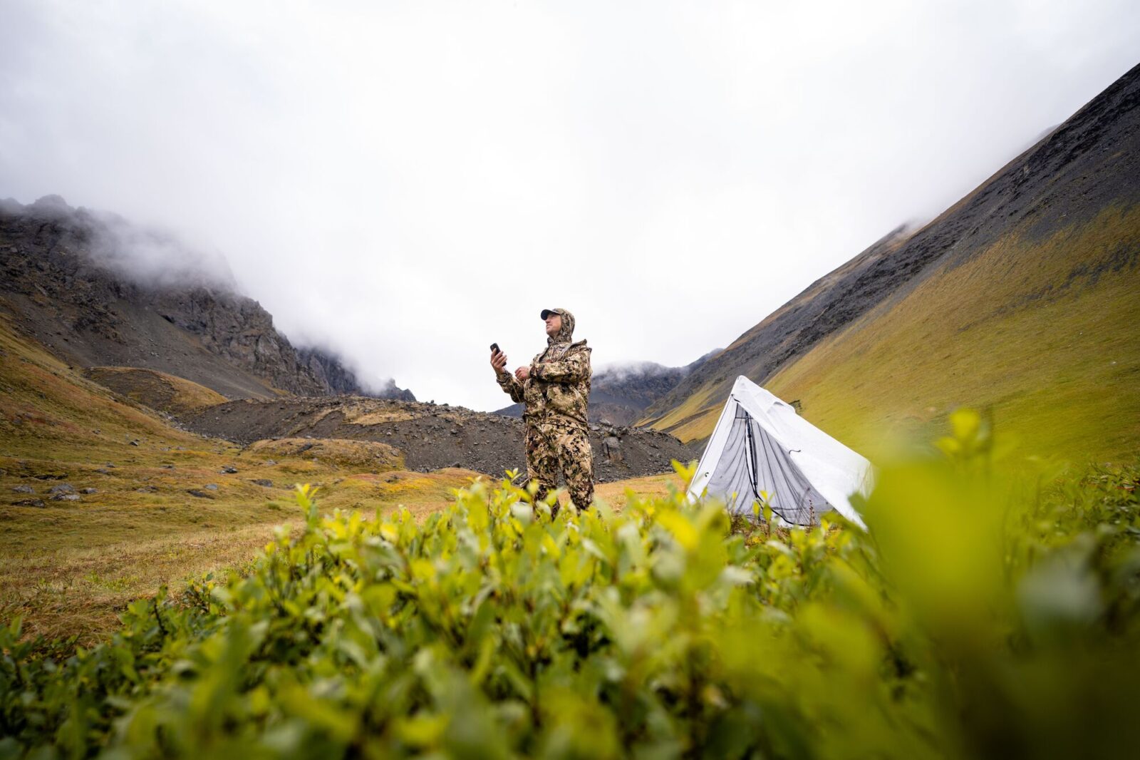 a camper using an onx app with t-mobile satellite