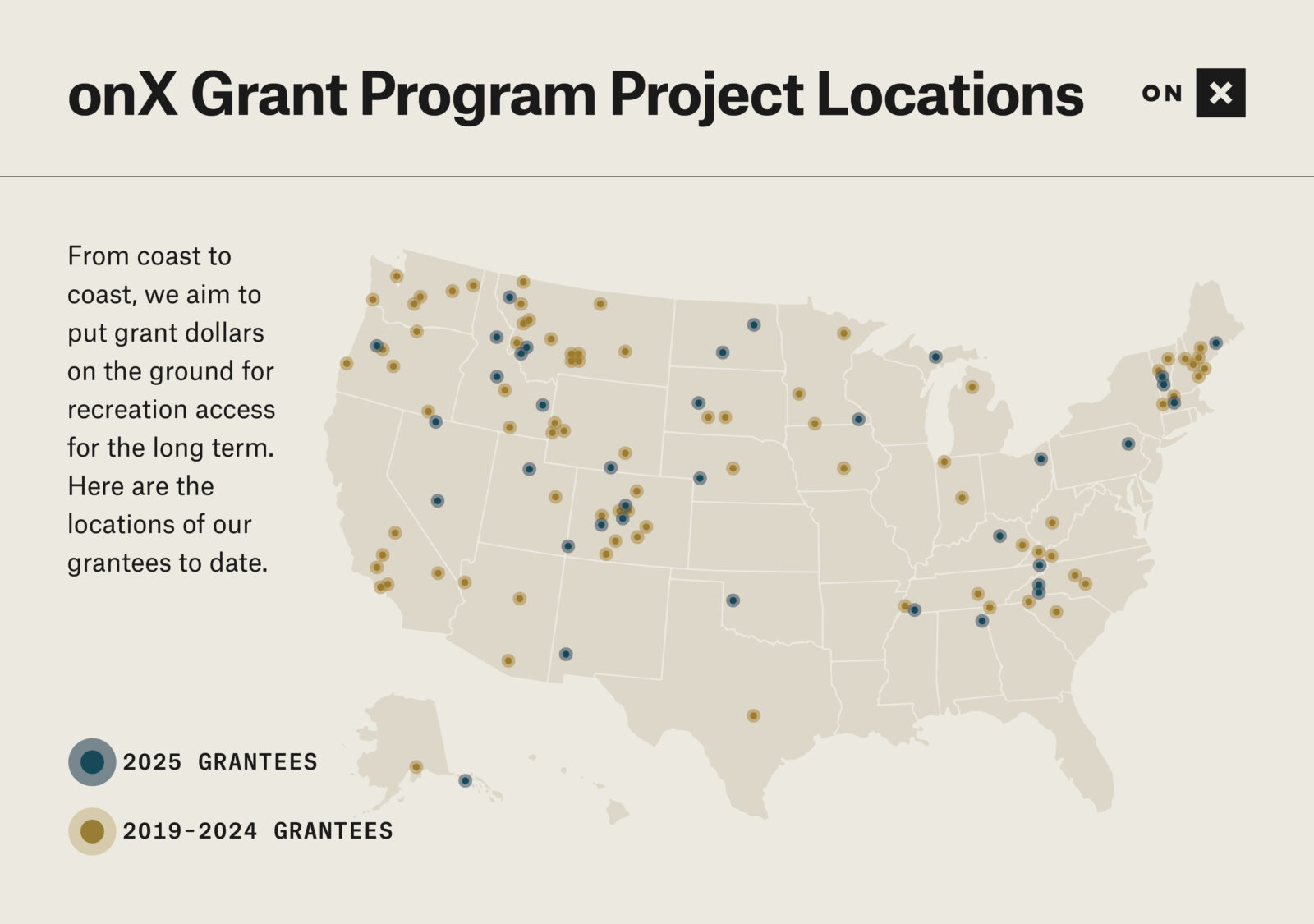 onX 2025 Grant Program Project Locations