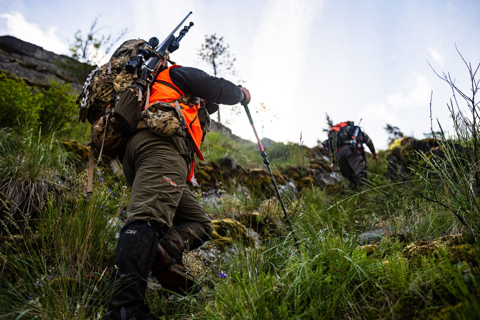 Hunters navigating in the backcountry