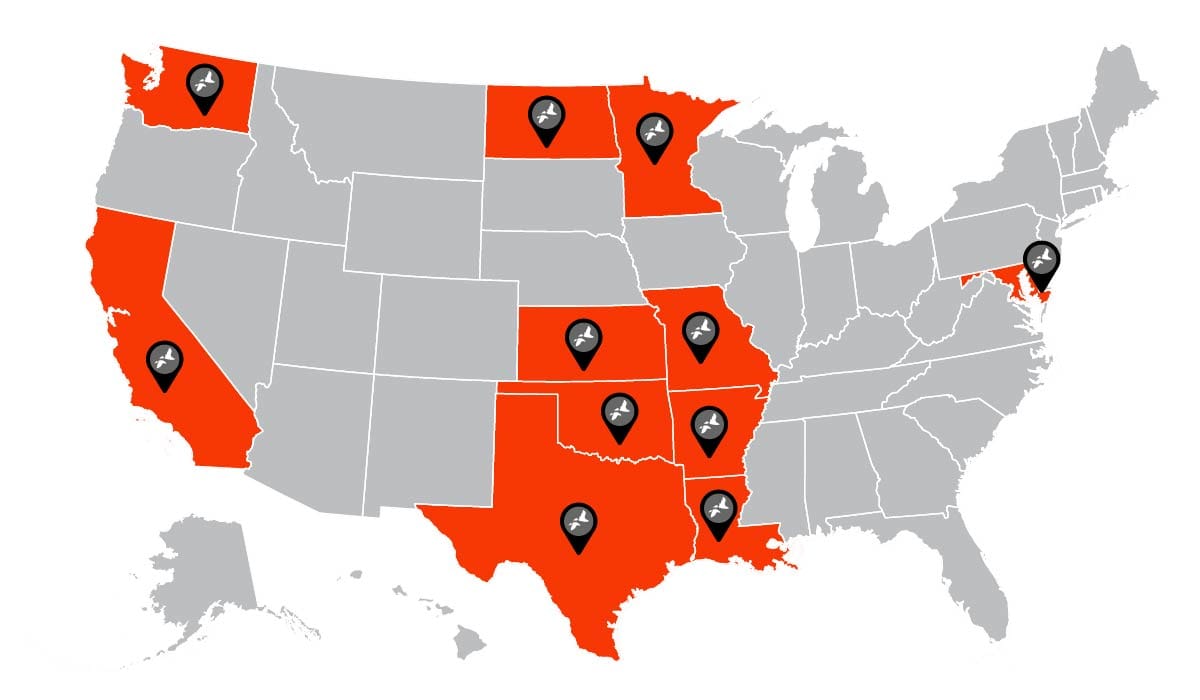 Top 10 Waterfowl States - 2021 - onX Hunt