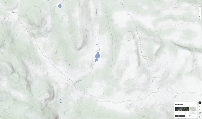 A screenshot of onX Hunt Web Map's topographic basemap. 