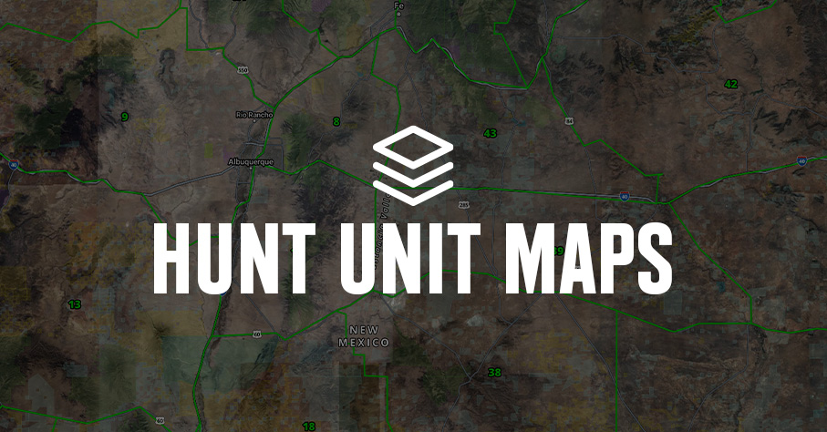 A map with "Hunt Unit Maps" overlaid in text.