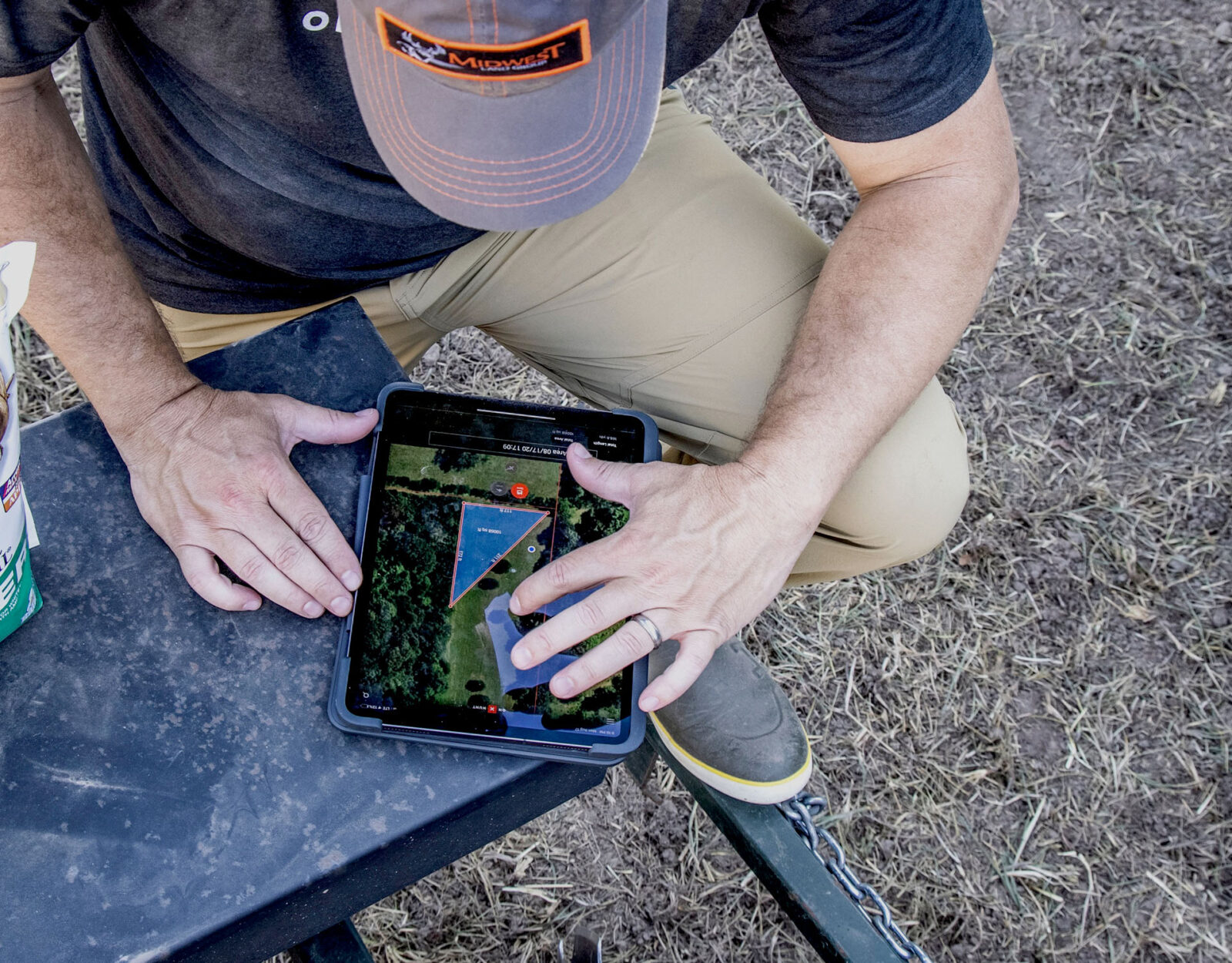 A man uses onX to design his food plot. 