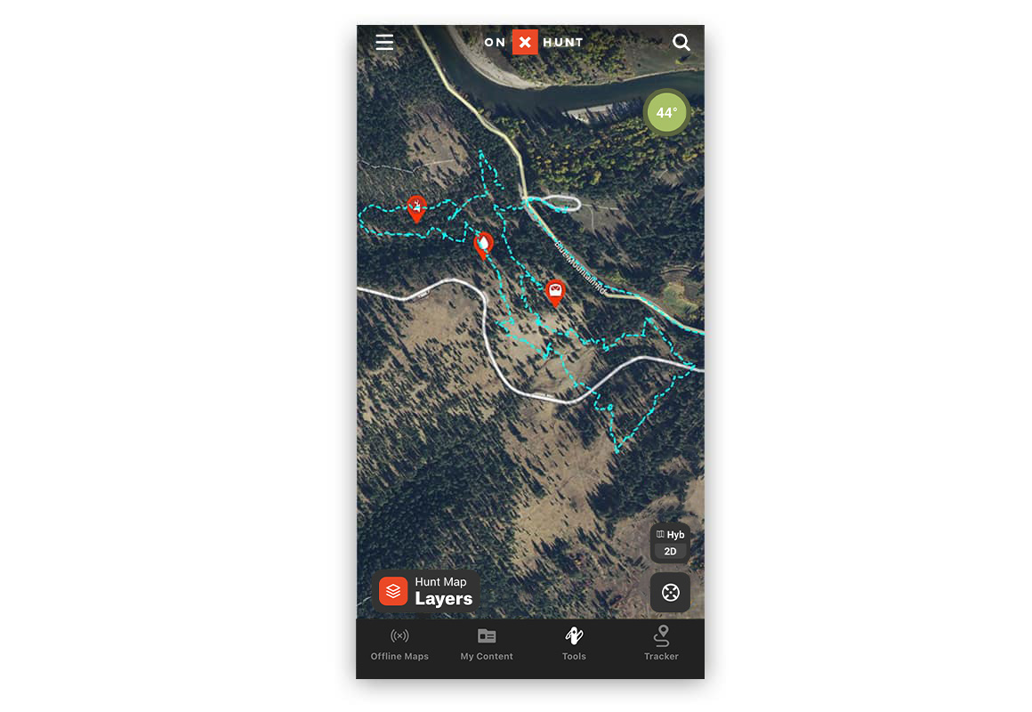 Screenshot of the onX Hunt App.