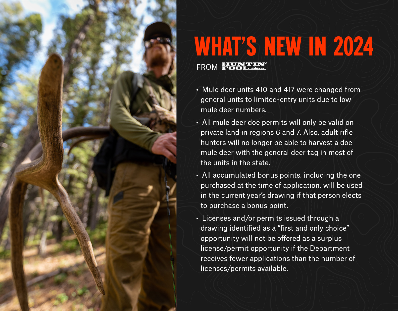 Infographic explaining new regulations for Montana's upcoming hunting season.