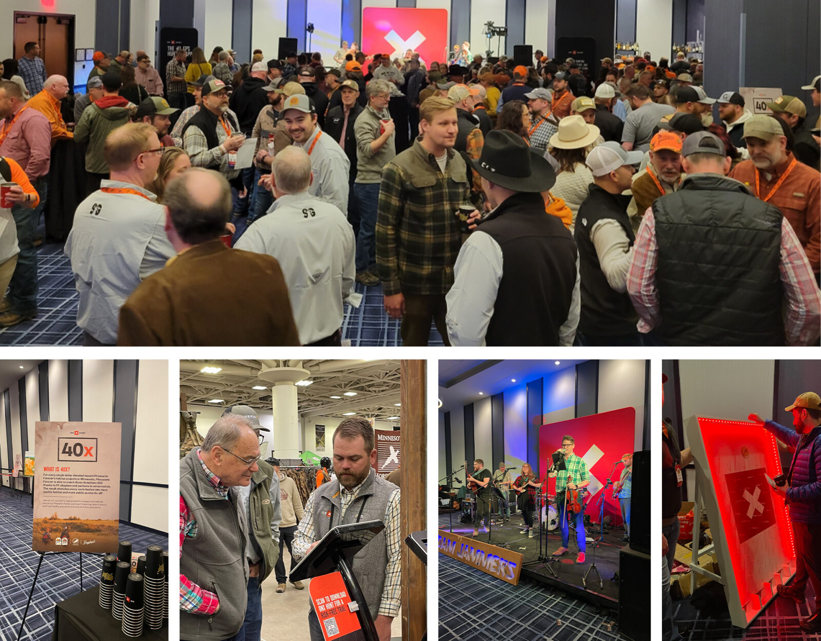 A collage of photos showing people at a conference.
