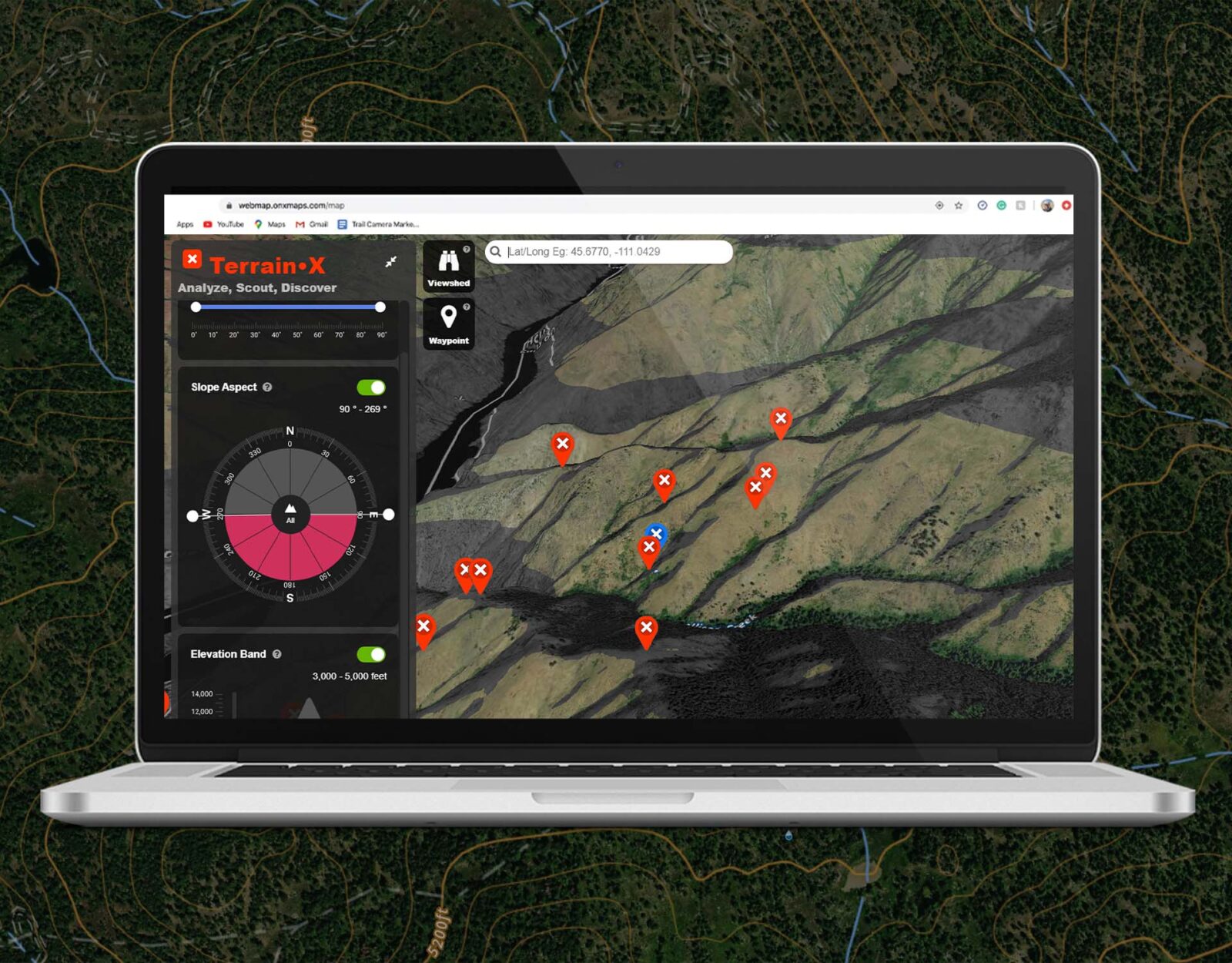 Terrain X in the onX Hunt App for spring bear hunting.