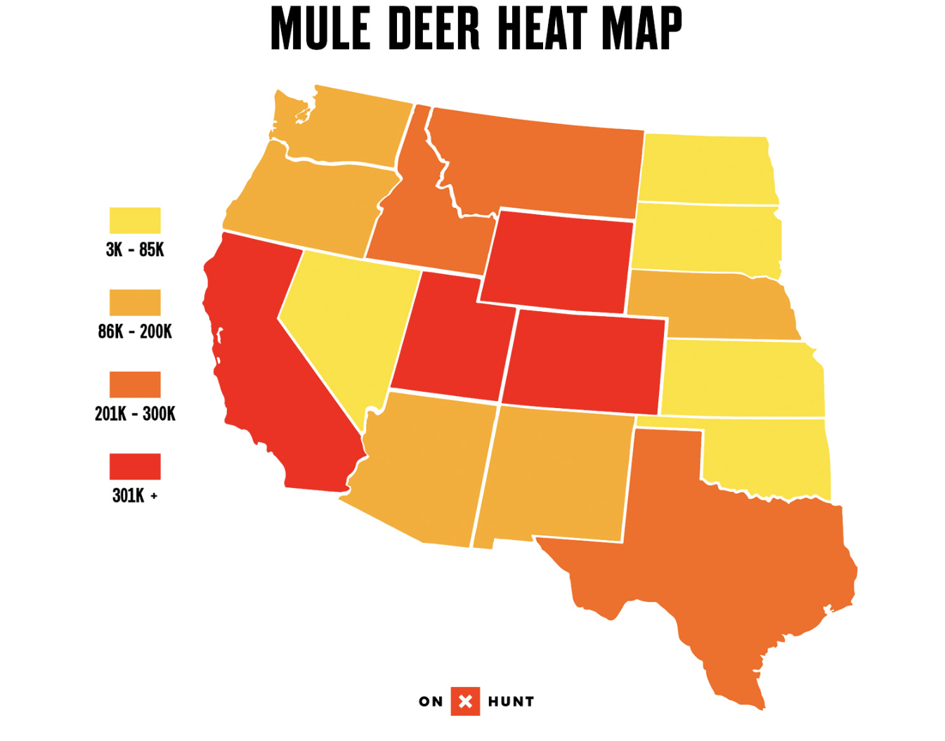 Mule deer range heat map