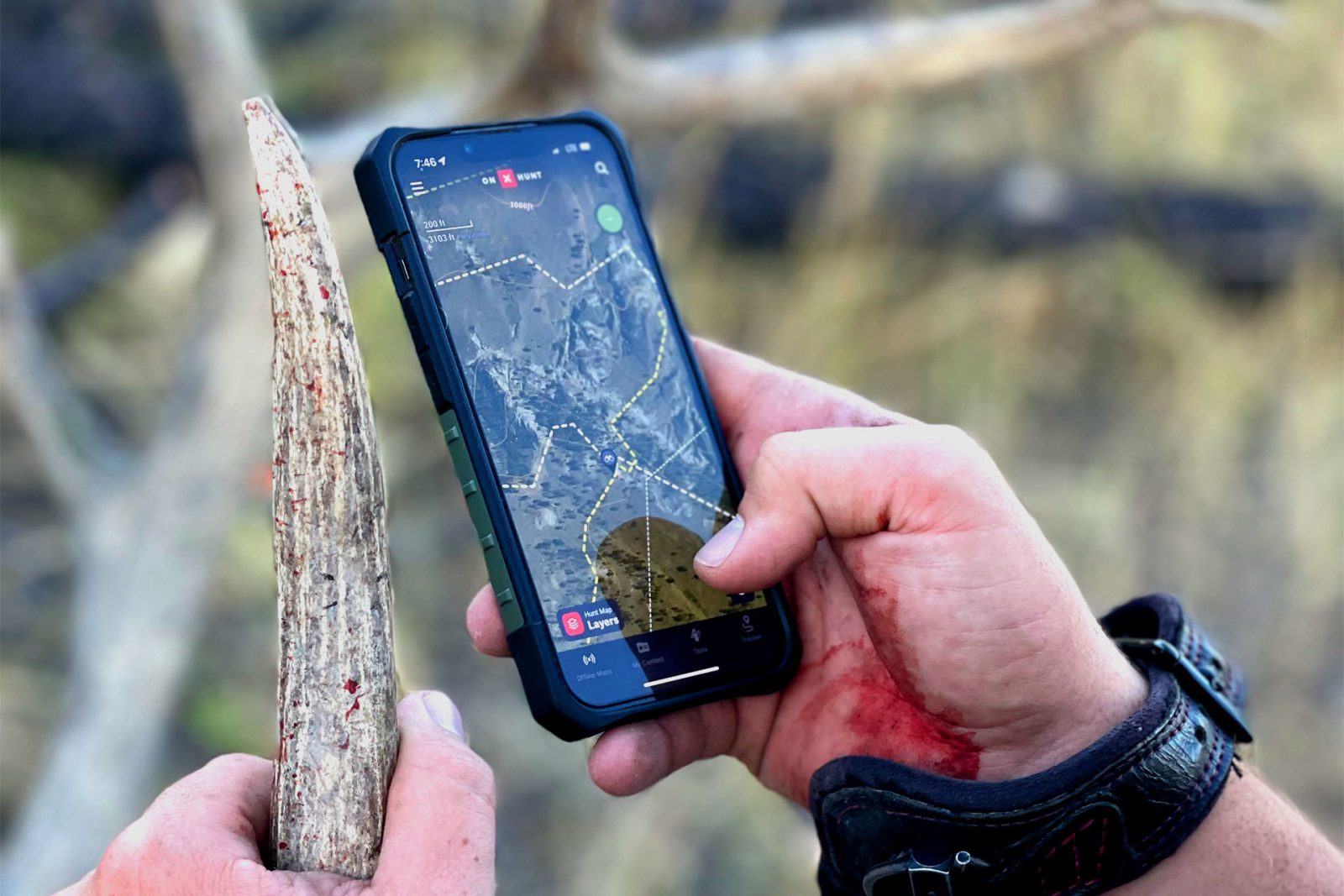 Man using onX Hunt App to hunt for elk.