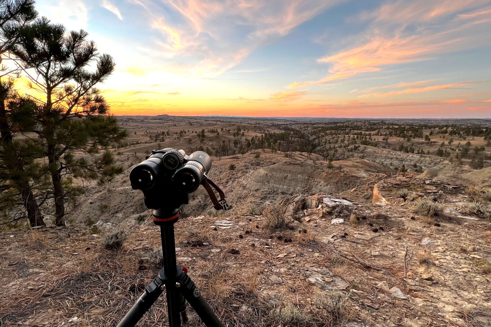 Binoculars scouting Montana while hunting.