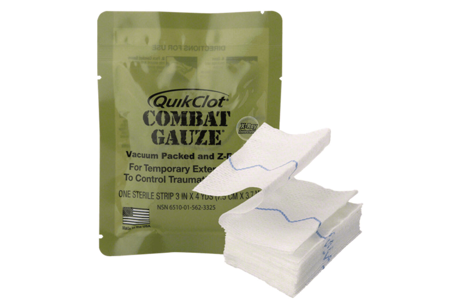 QuikClot z-fold combat clotting gauze