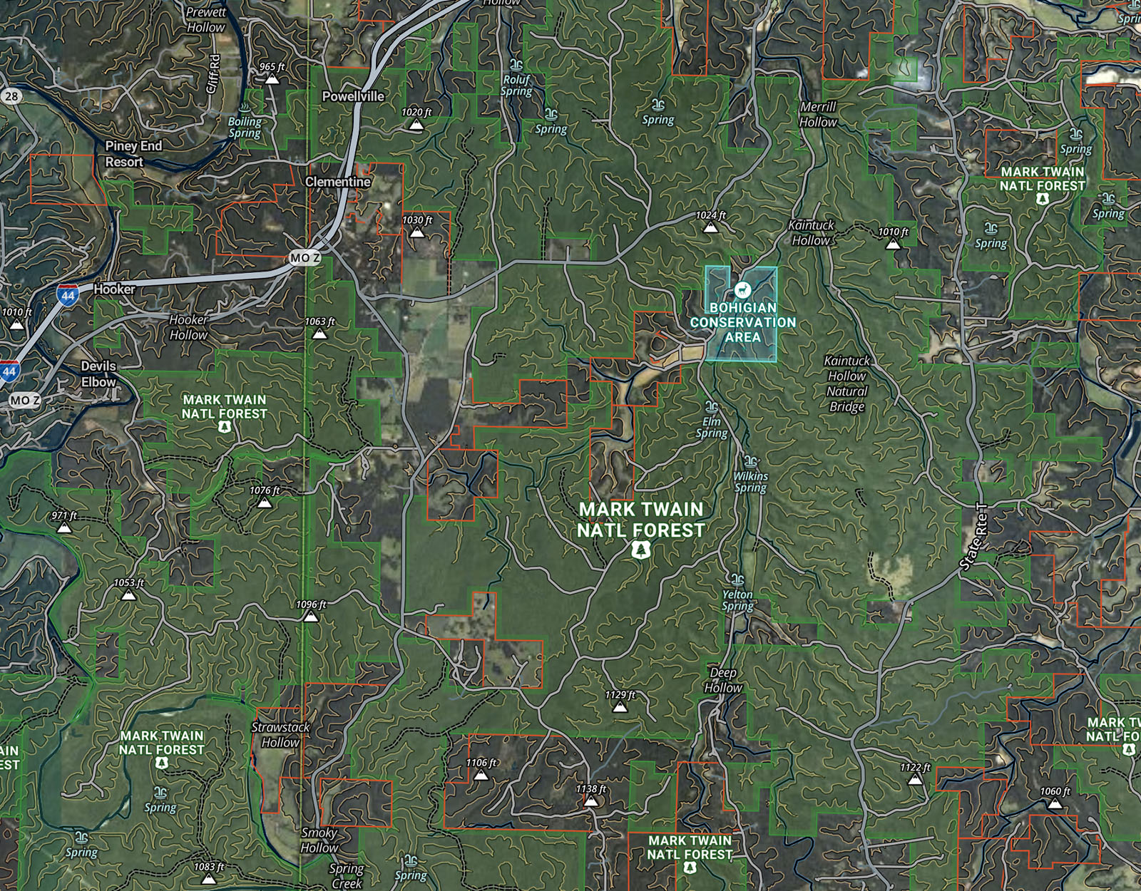 Private property lines as shown in onX Hunt.