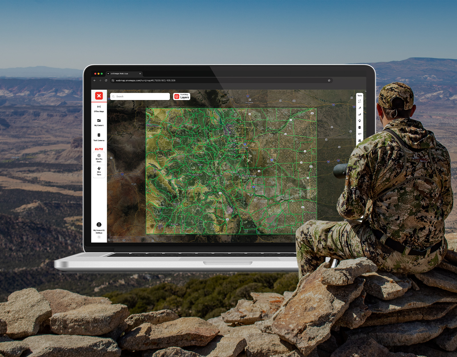 Screenshot of the onX Hunt Web Map. 