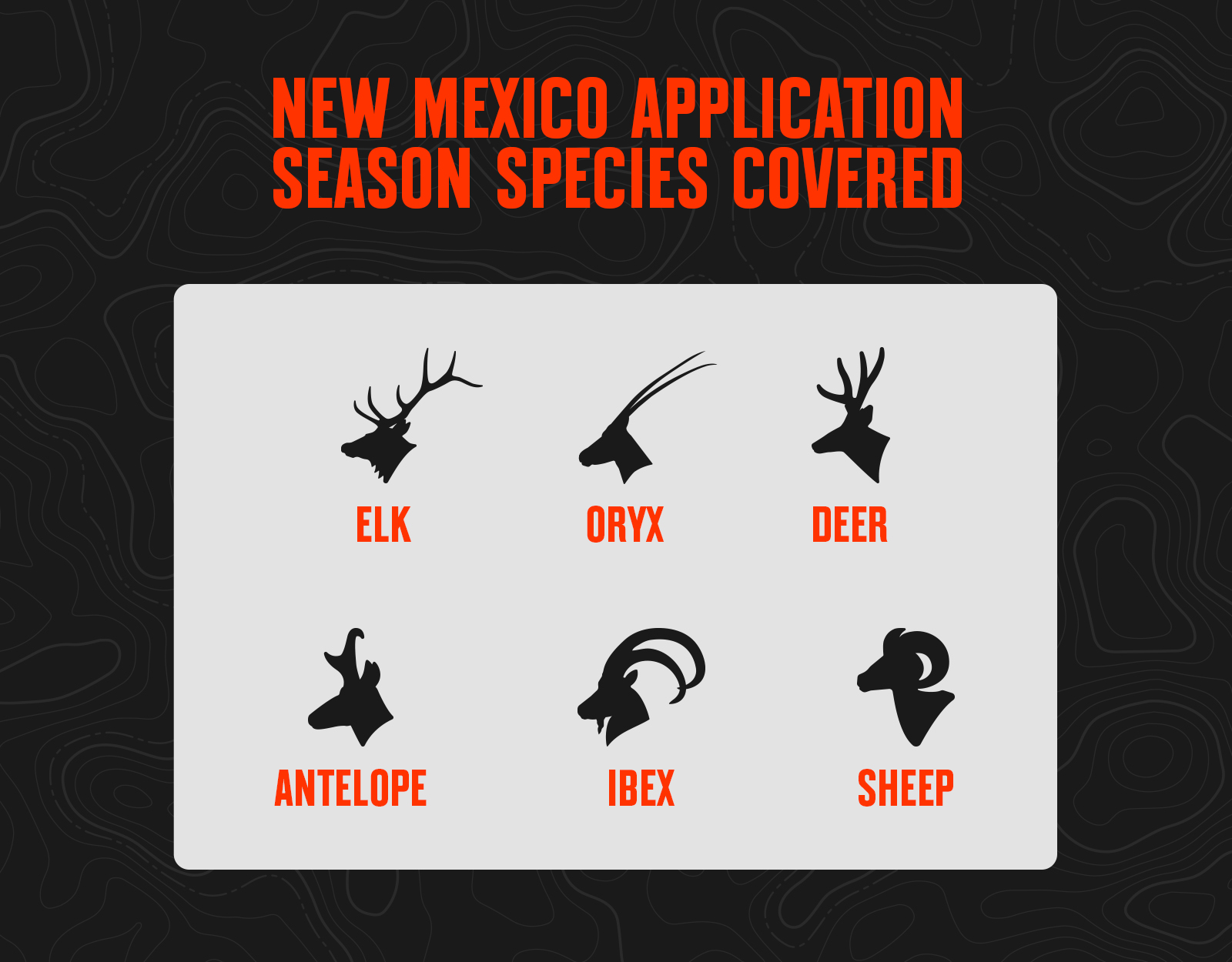 Infographic showing New Mexico's application season species. 