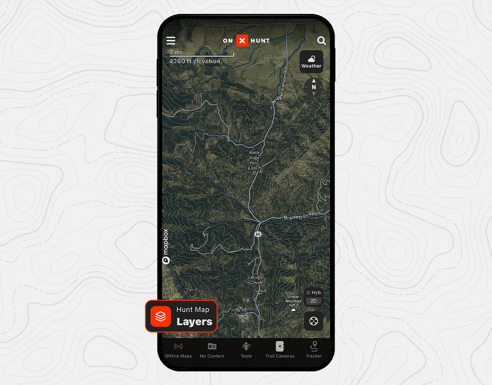 Motorized Roads and Trails Layer in the onX Hunt App.