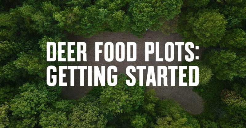 Aerial image of a food plot with "Deer Food Plots" overlaid.