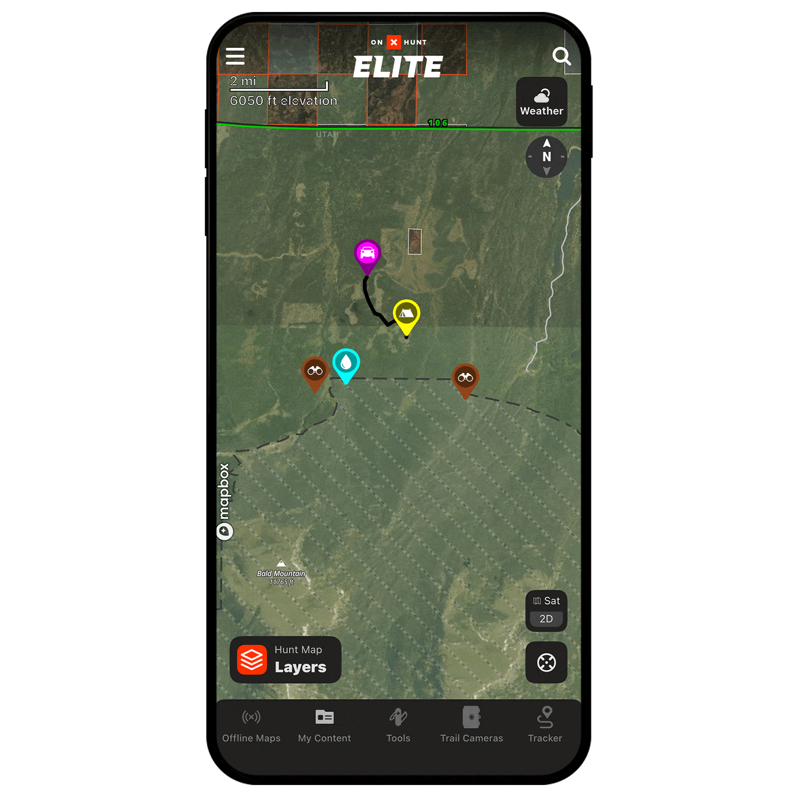 onX Hunt Collaborative Folders functionality demonstrated in a gif. 