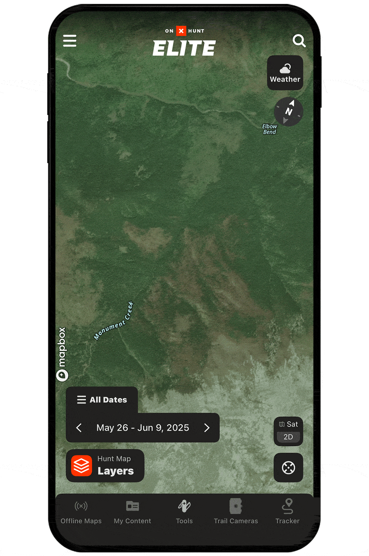 onX Hunt Recent Imagery feature on a mobile device.