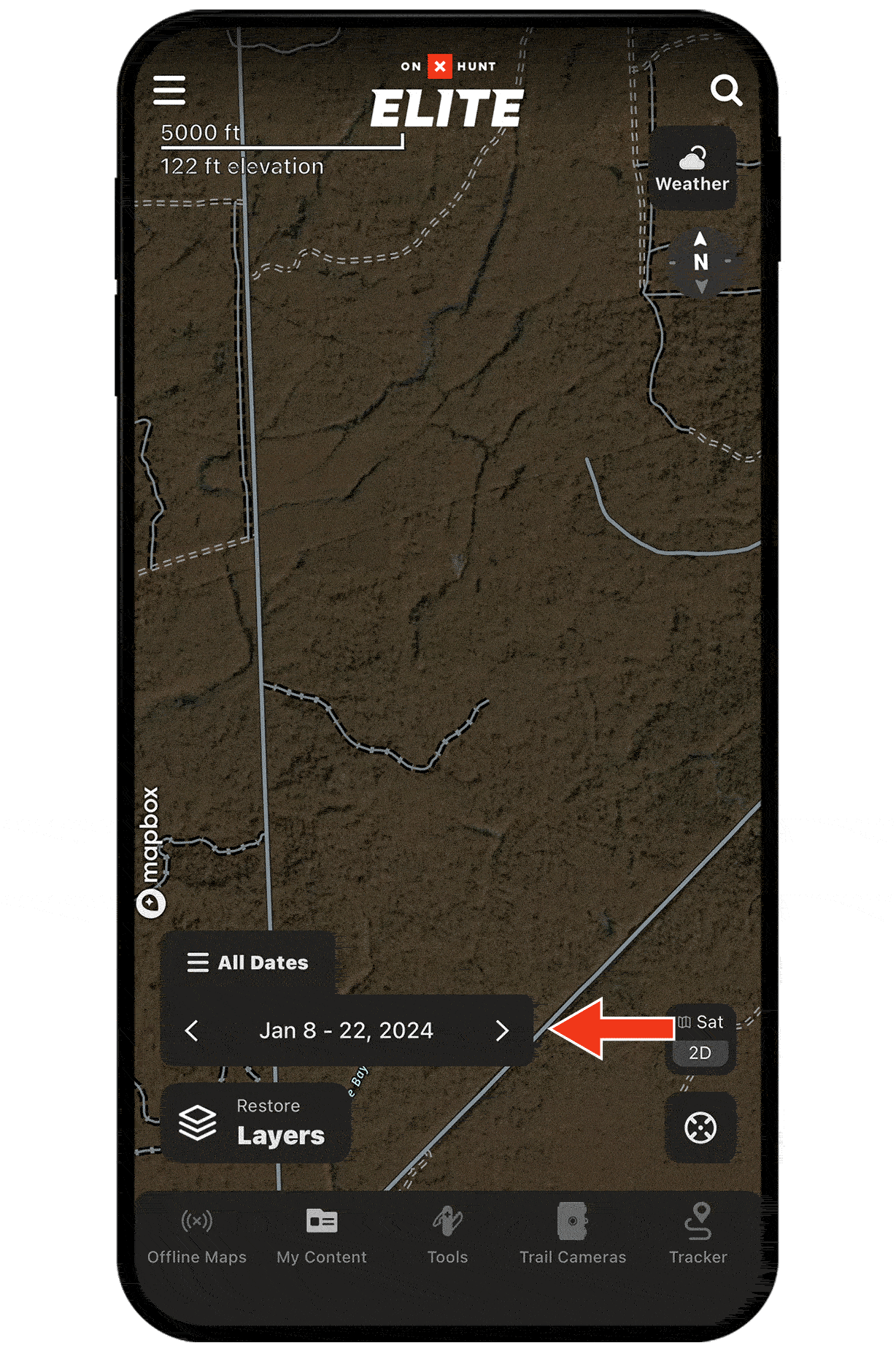 onX Hunt Recent Imagery feature on mobile device.