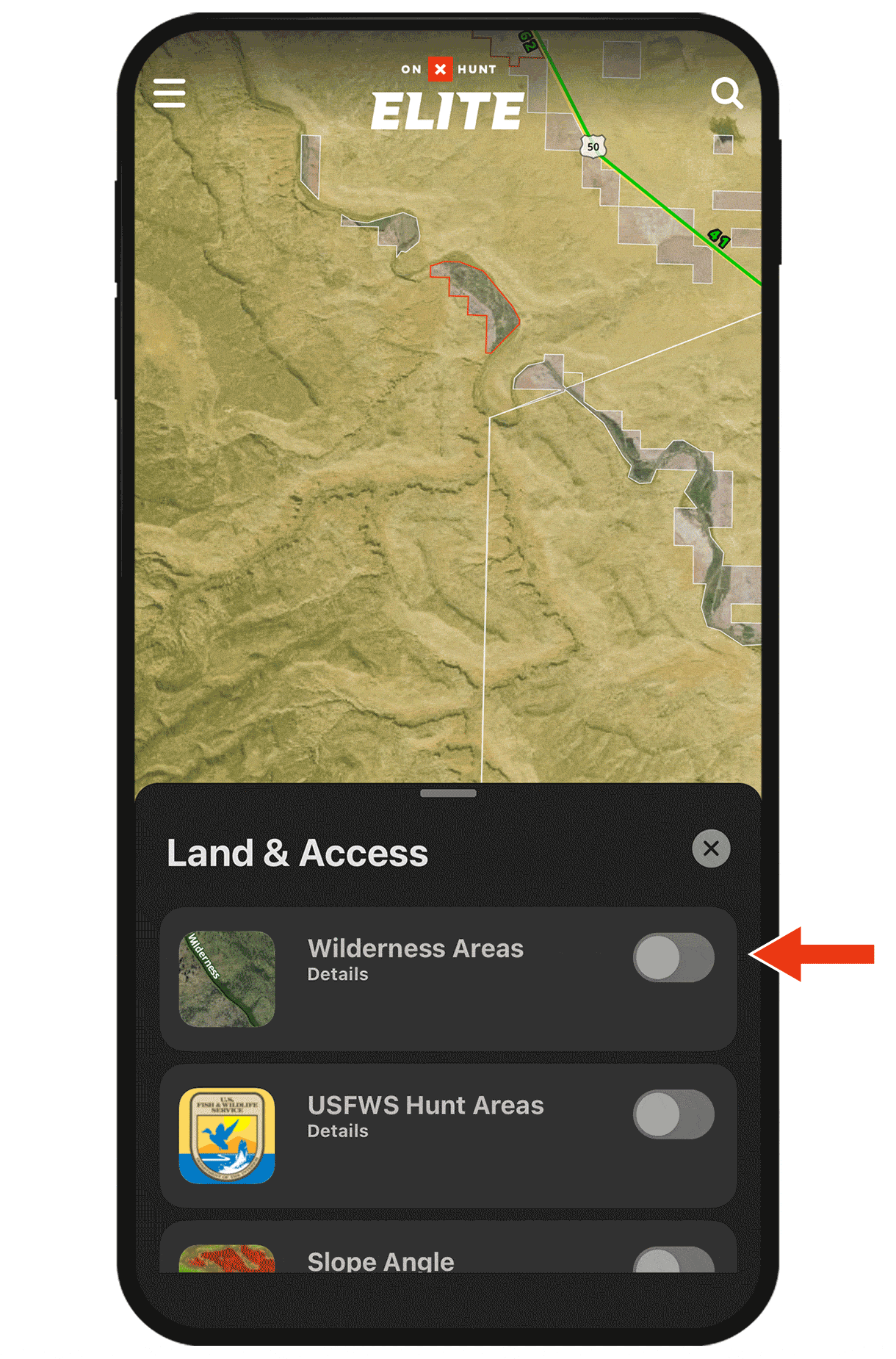 Gif demonstrating onX Hunt Map Layer functionality.