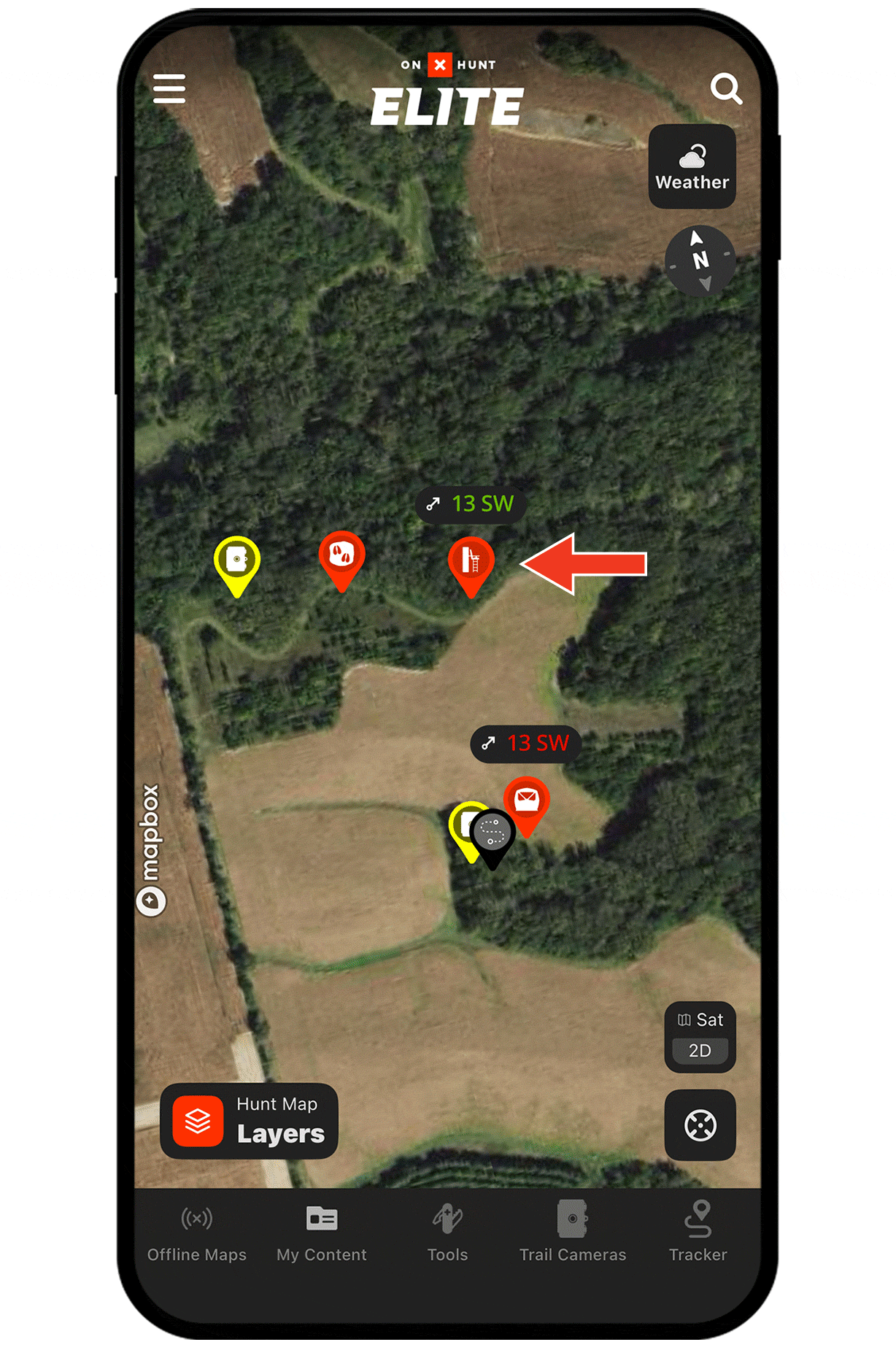 onX Hunt Wind Calendar.