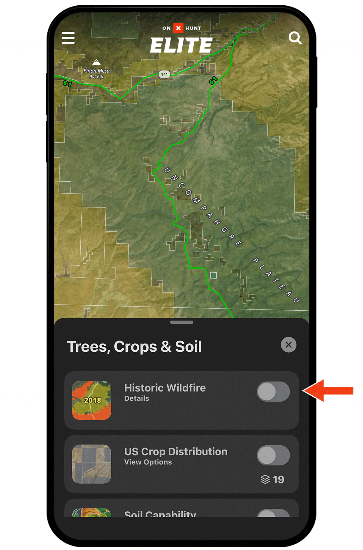 Gif demonstrating onX Hunt Map Layer functionality.