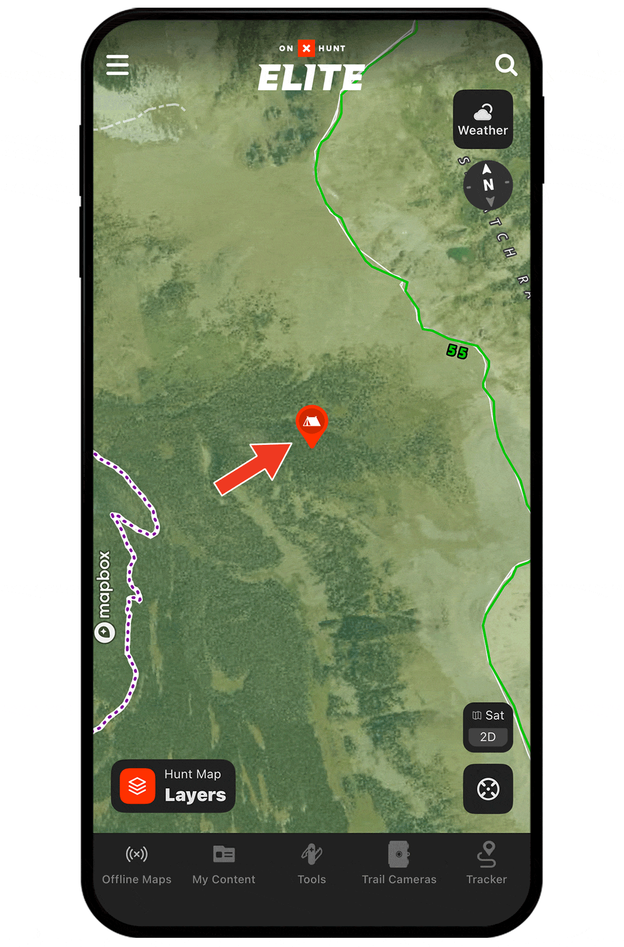 Gif demonstrating onX Hunt Waypoint functionality.