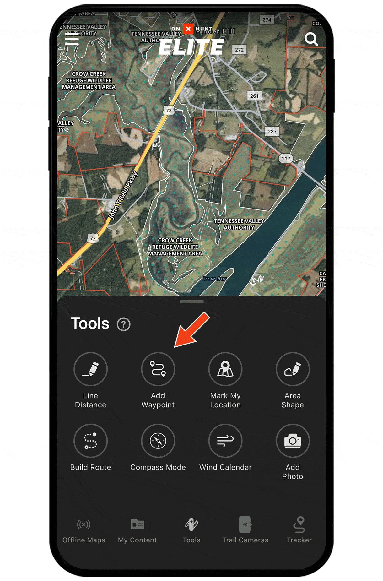 Gif demonstrating onX Hunt Waypoint functionality.