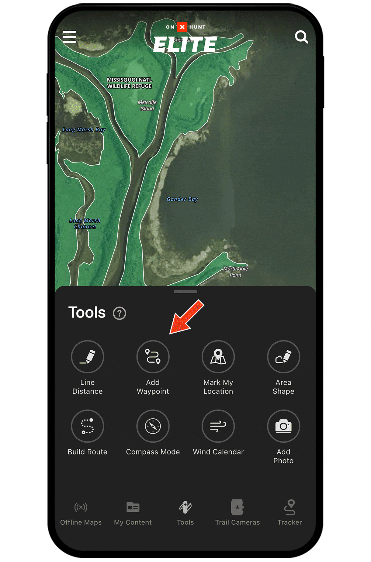 Gif demonstrating onX Hunt Waypoint functionality.