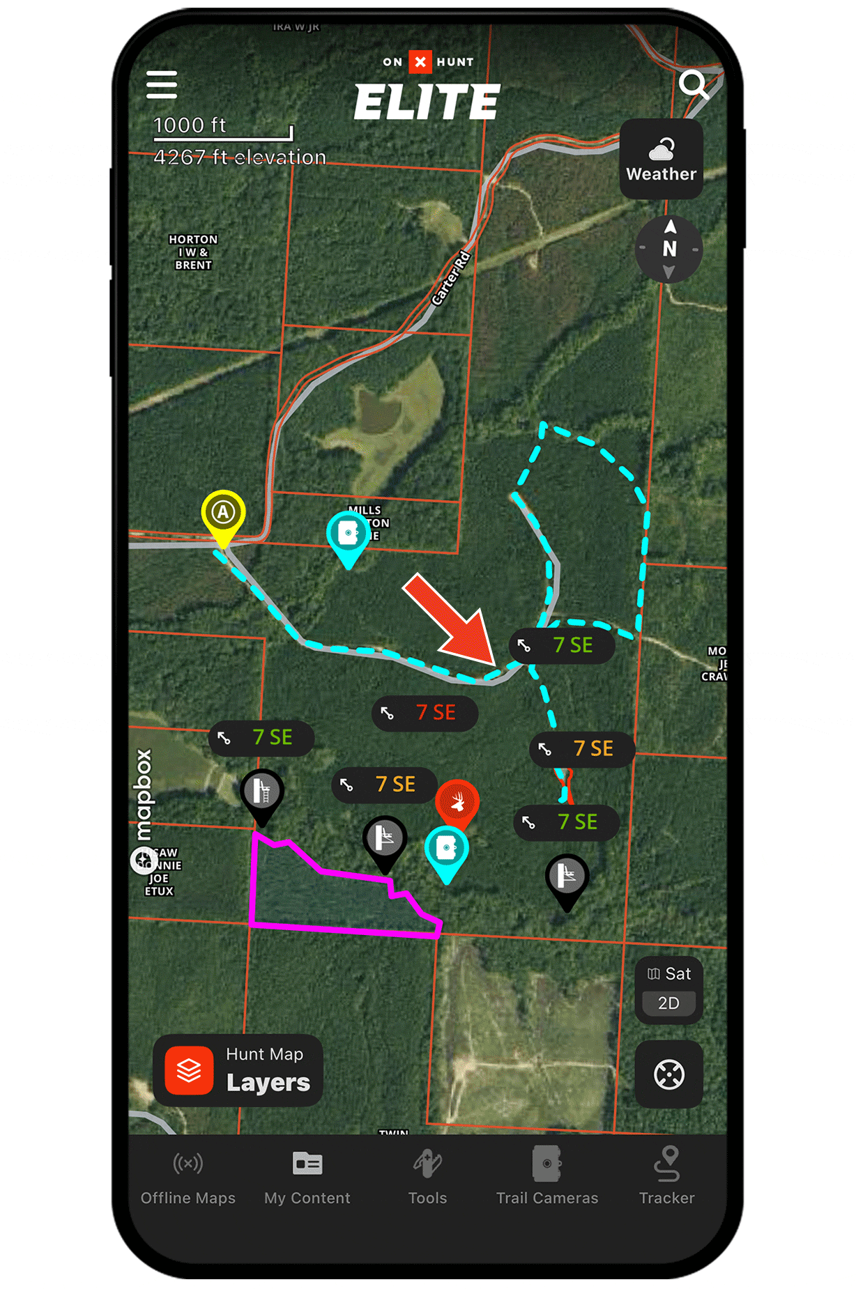 onX Hunt Tracker feature. 