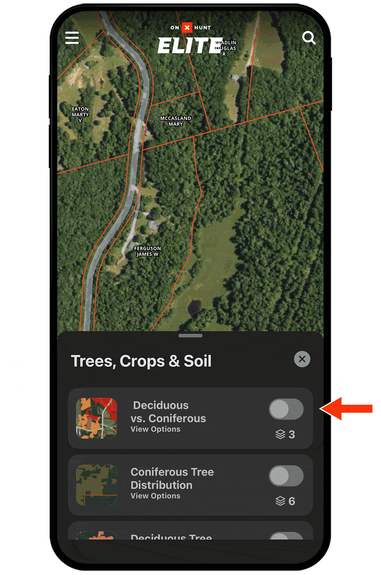 Gif demonstrating onX Hunt Map Layer functionality.