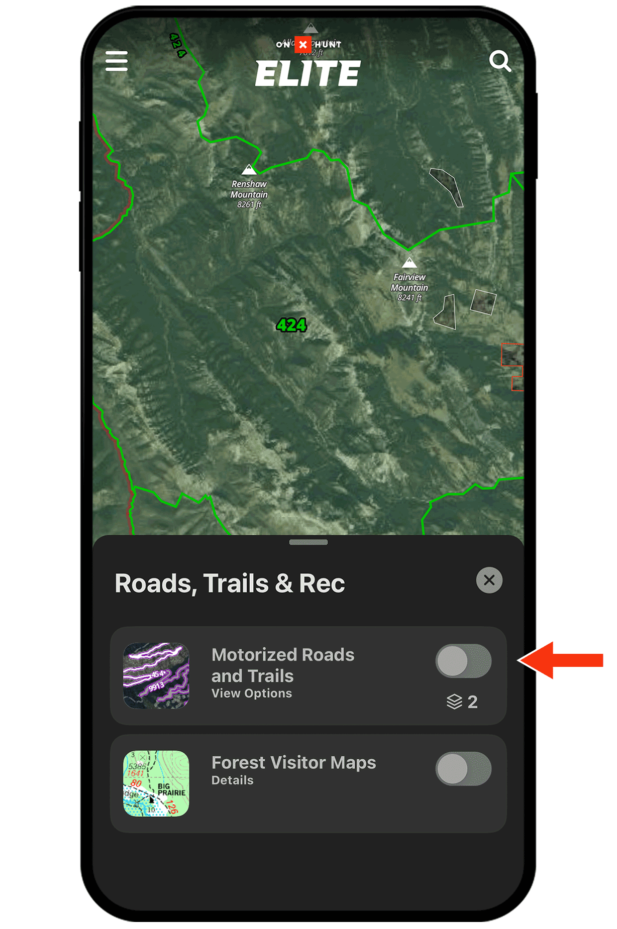 Gif demonstrating onX Hunt Map Layer functionality.