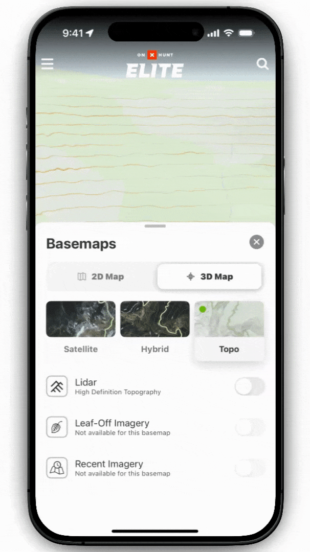 onX Hunt Lidar functionality.