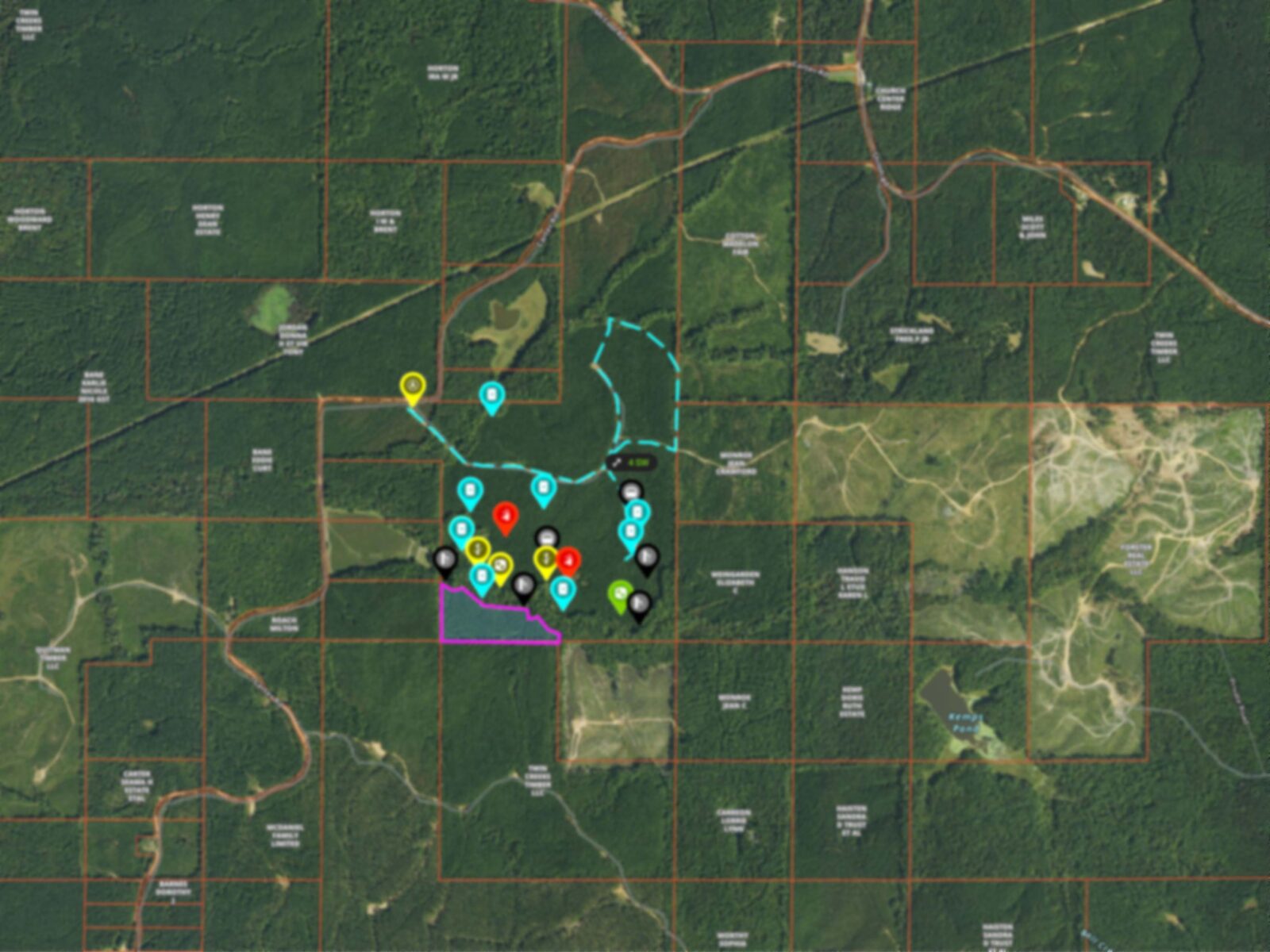 Blurry map with Waypoints.