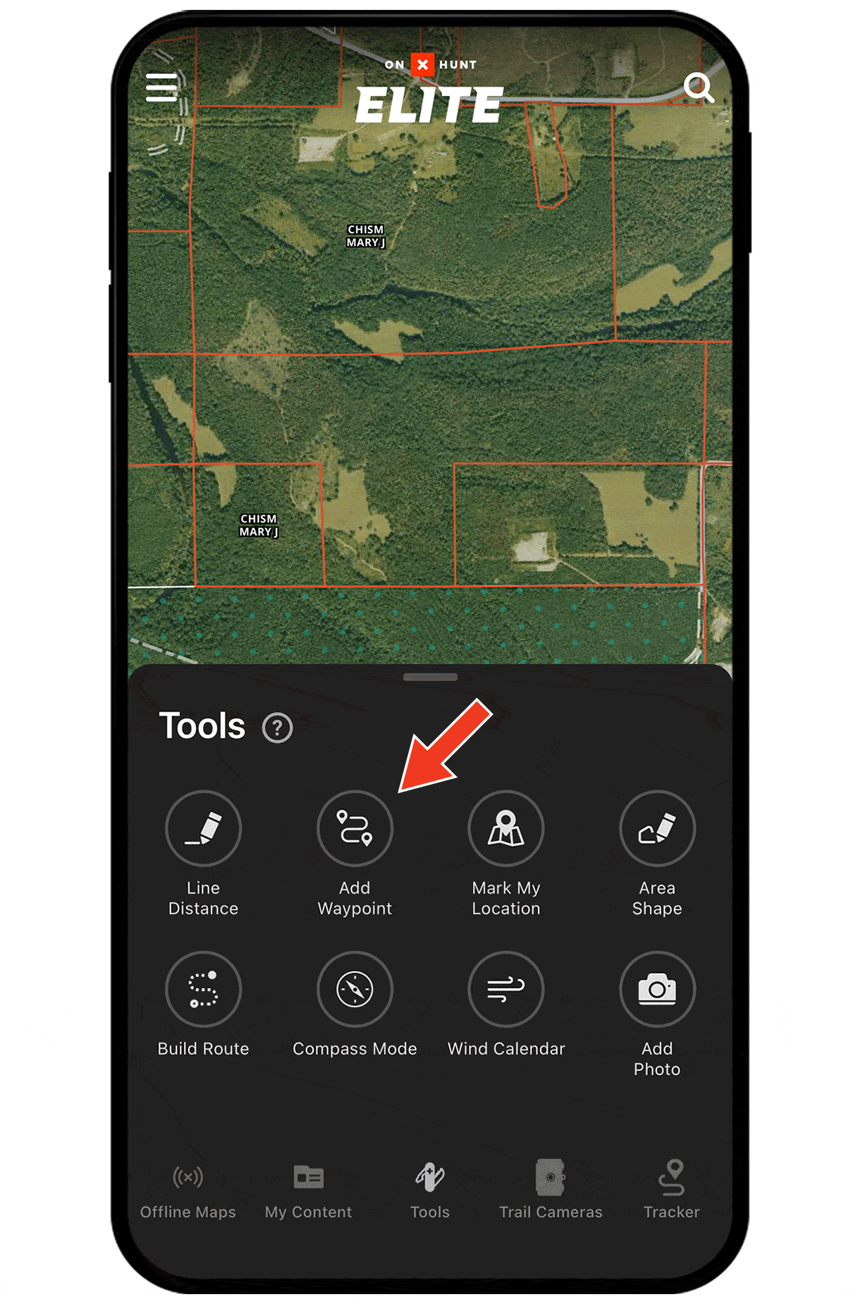 Gif demonstrating onX Hunt Waypoint functionality.