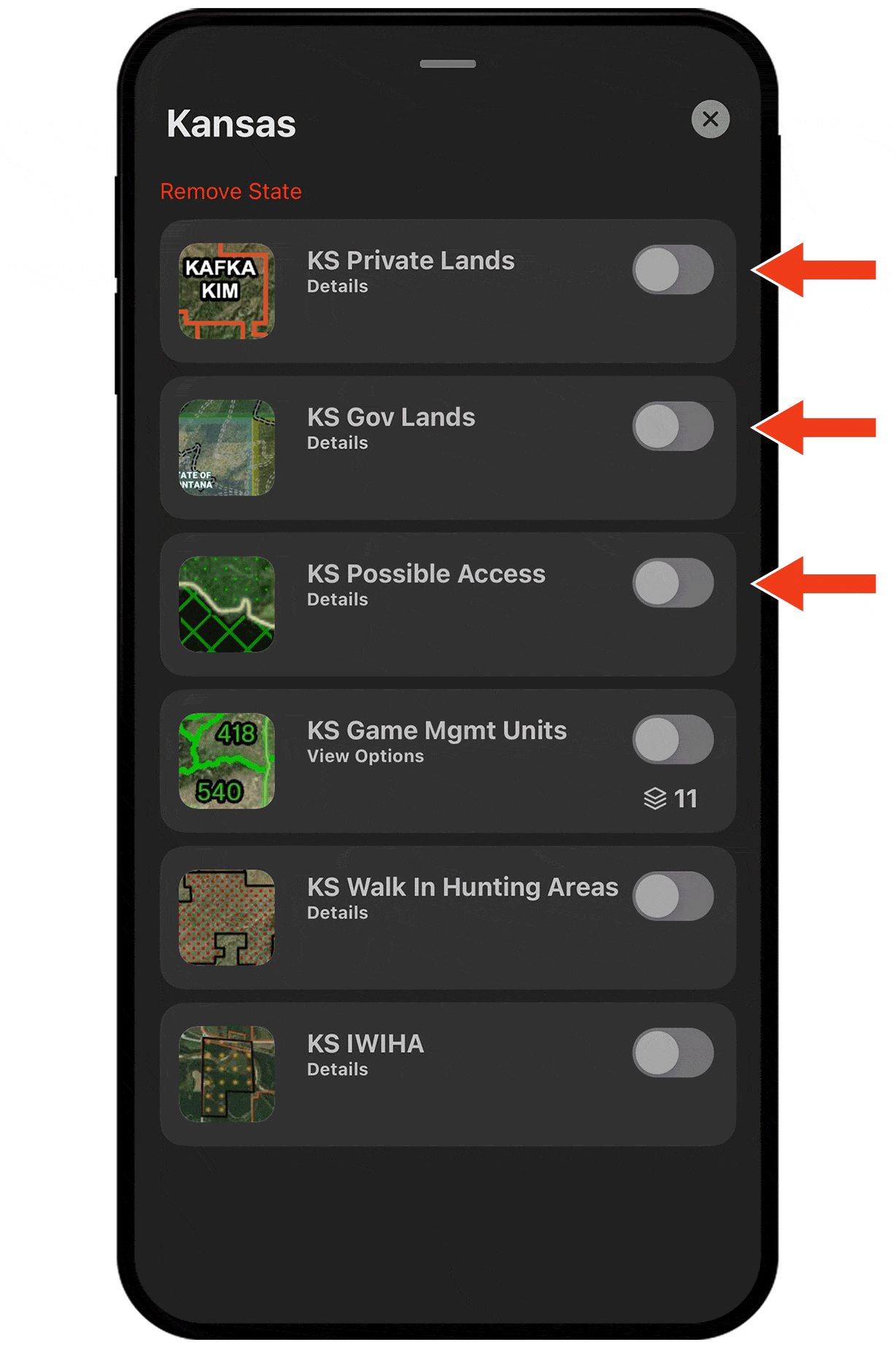 Gif demonstrating onX Hunt Map Layer functionality.