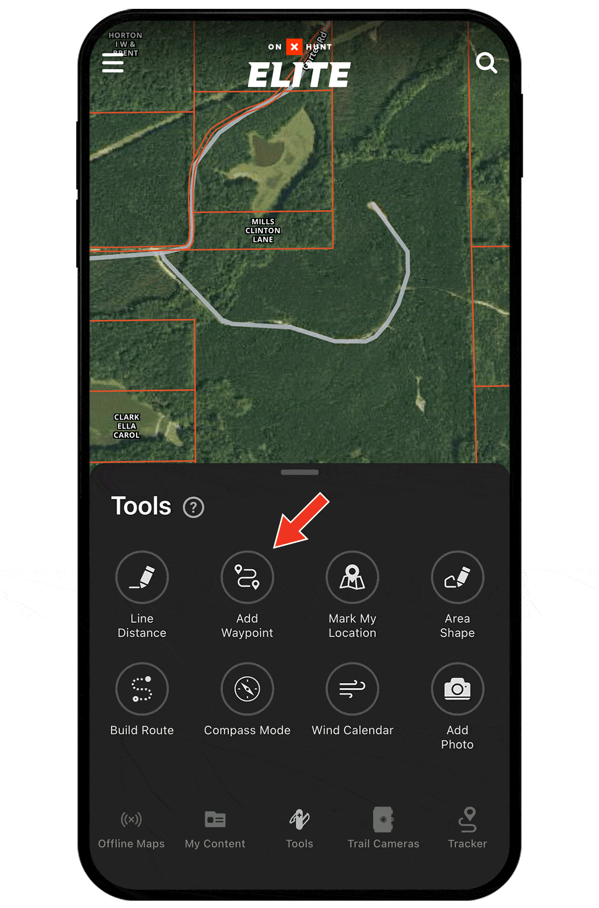 Gif demonstrating onX Hunt Waypoint functionality. 