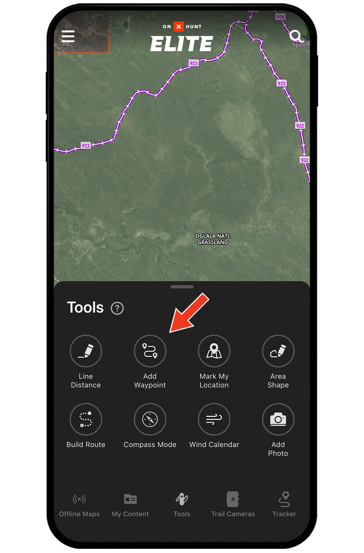 Gif demonstrating onX Hunt Waypoint functionality.