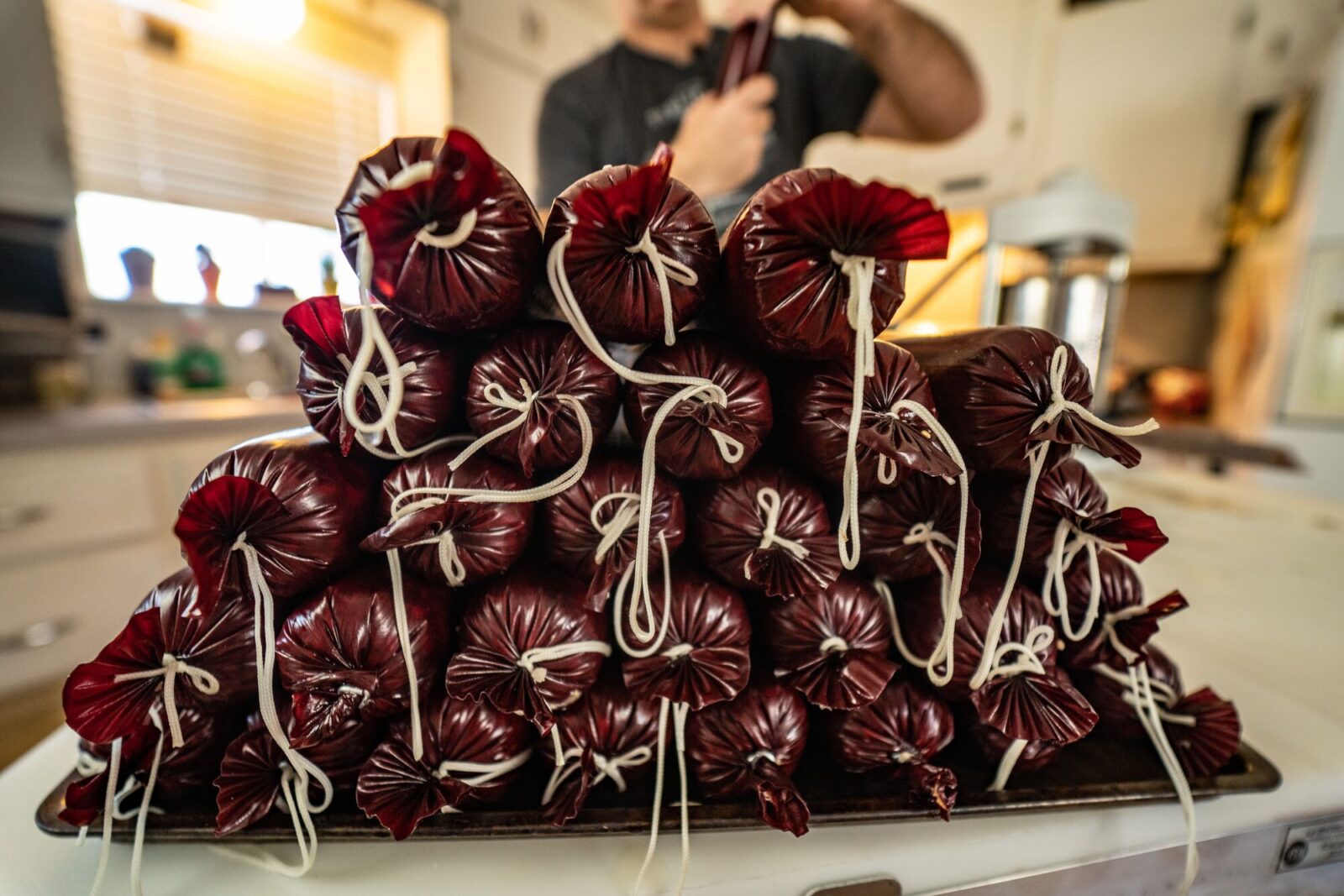 Processed venison on a counter.