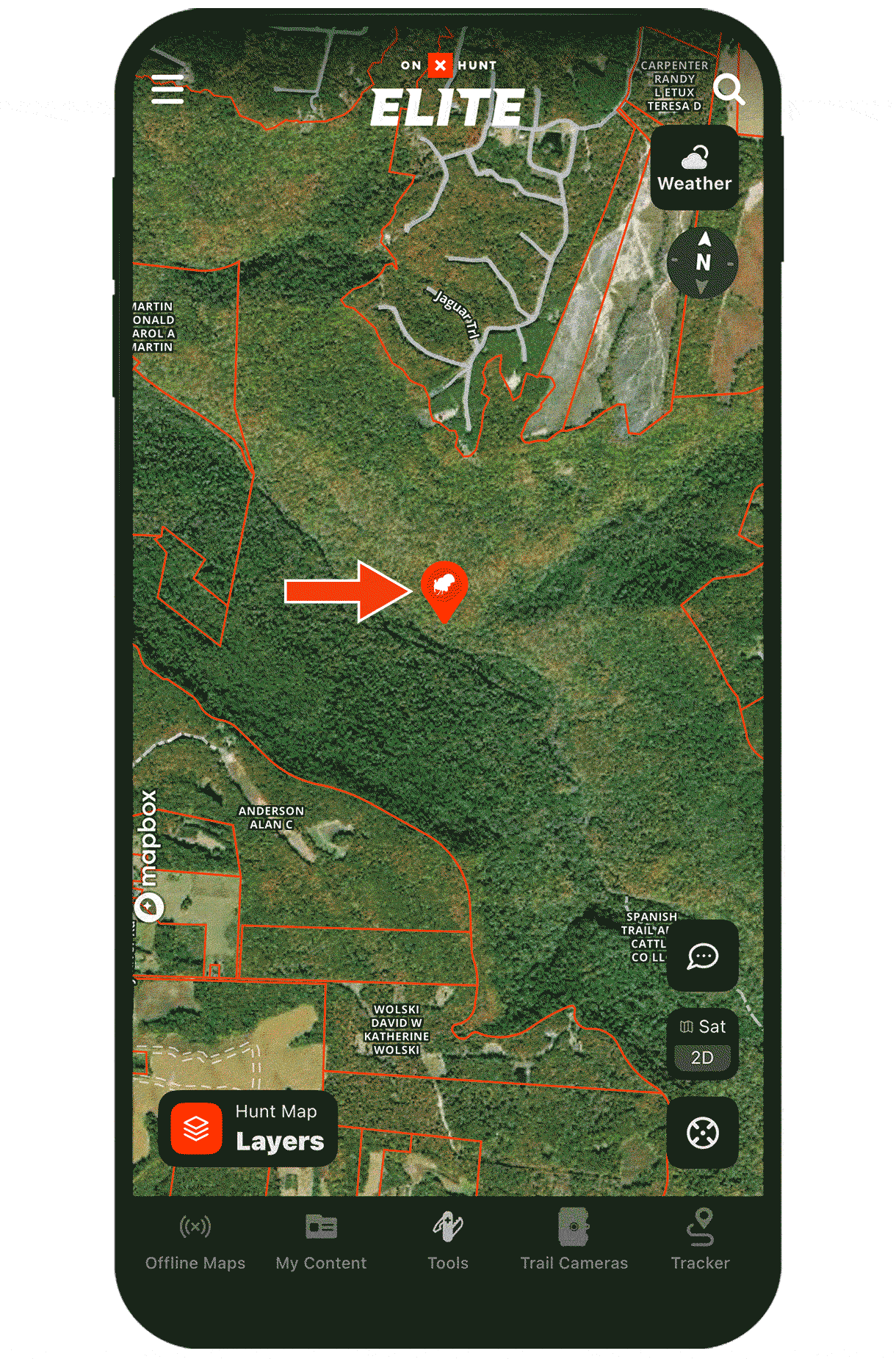 Gif demonstrating onX Hunt Waypoint functionality.