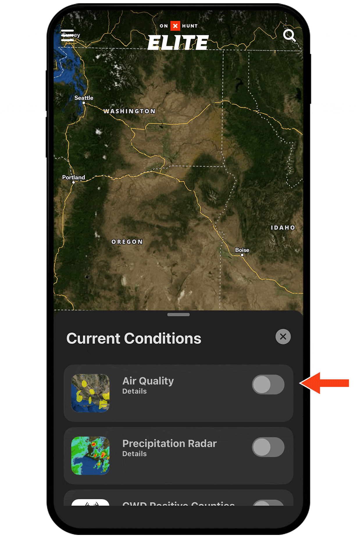 Gif demonstrating onX Hunt Map Layer functionality.