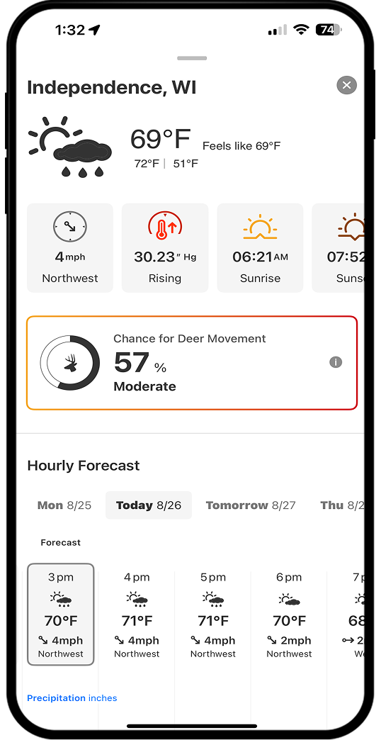 onX Hunt Deer Movement Forecast.