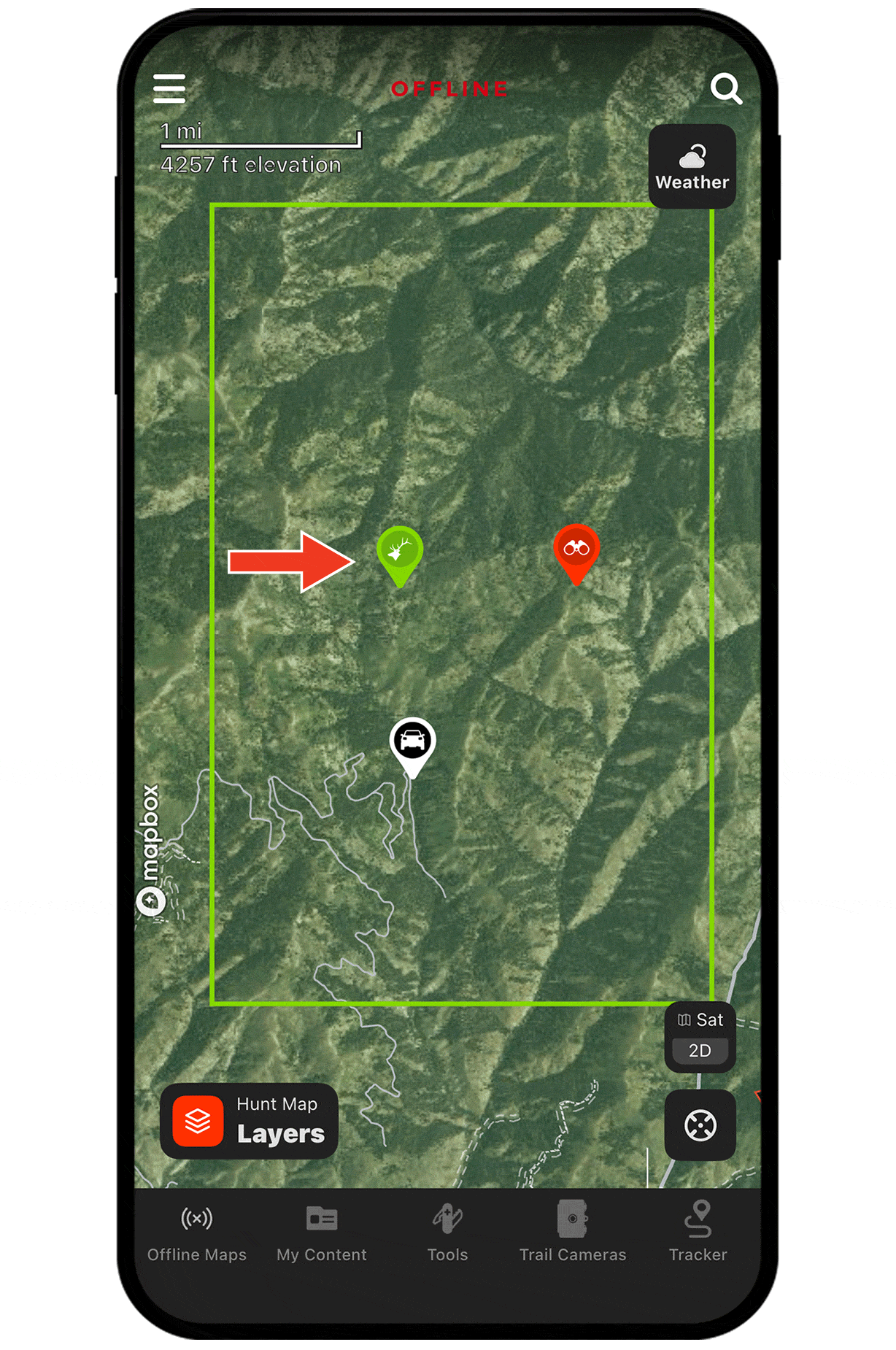 Gif demonstrating Offline Maps.