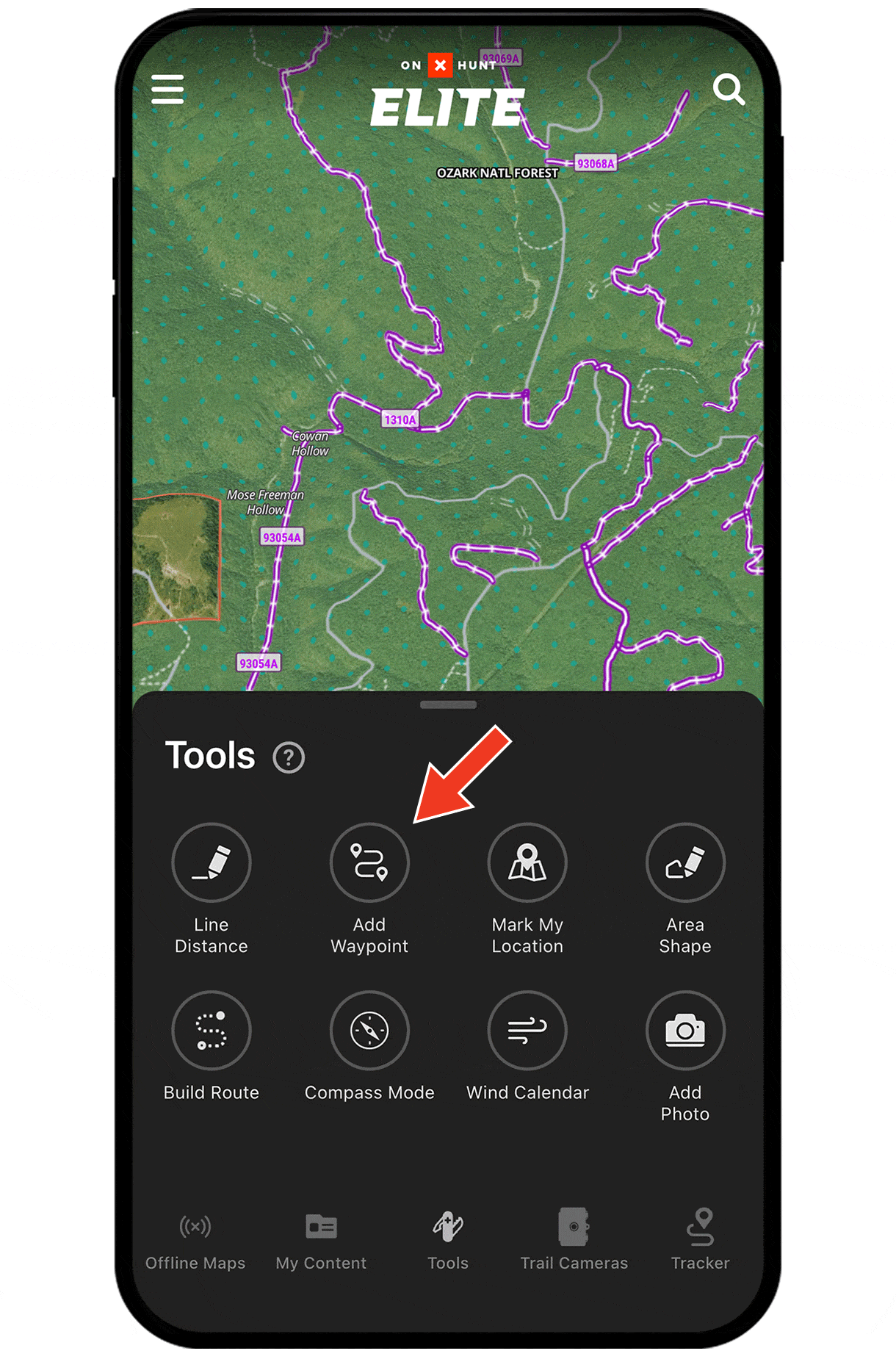 Gif demonstrating onX Hunt Waypoint functionality.